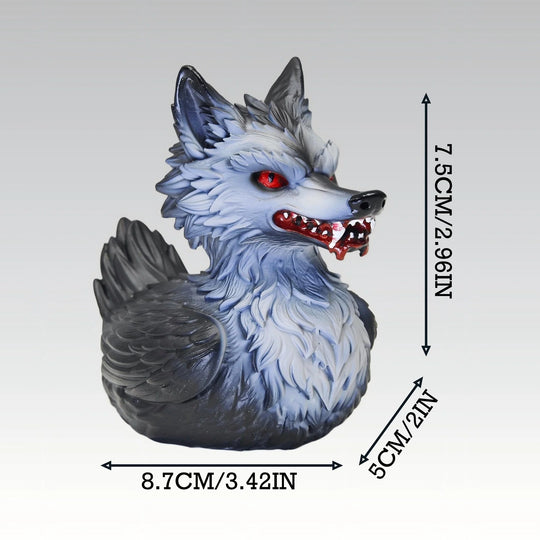 Unisex Gummiente mit Wolfsmotiv Gruseliges Design 3