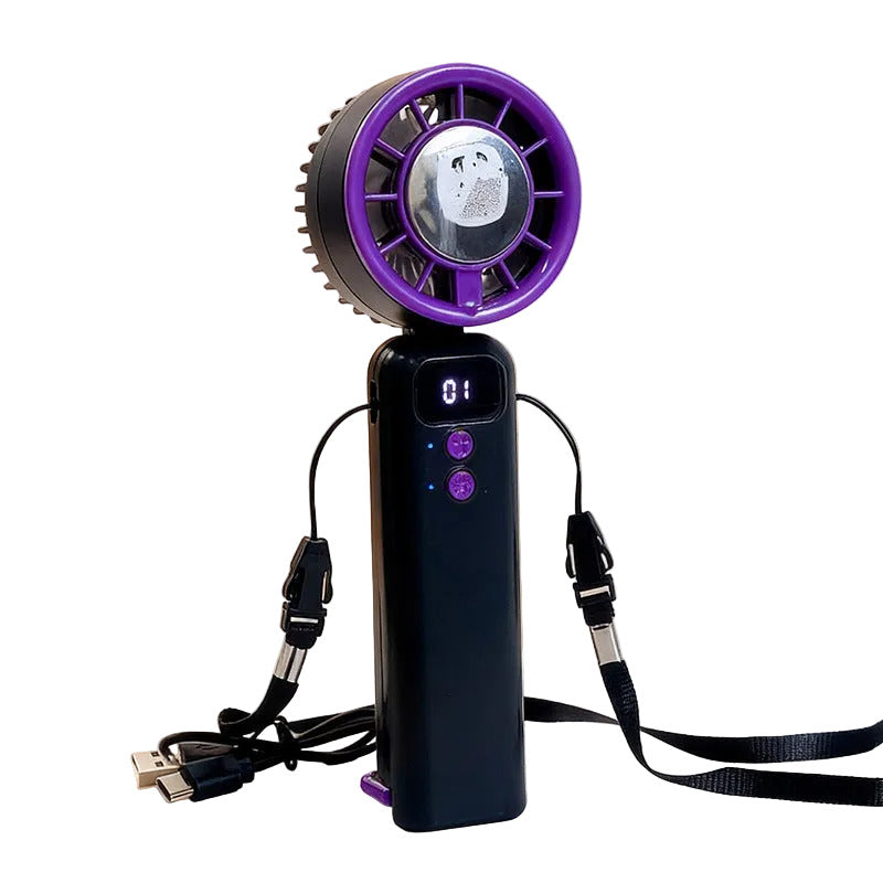 Unisex Handventilator Tragbar mit Digitalanzeige und Verstellbarem Nackengurt 0