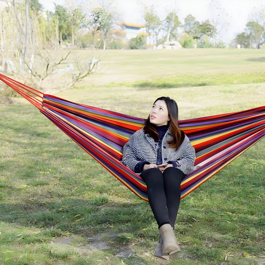 Unisex Hängematte Outdoor mit Streifenmuster für Garten und Camping 2