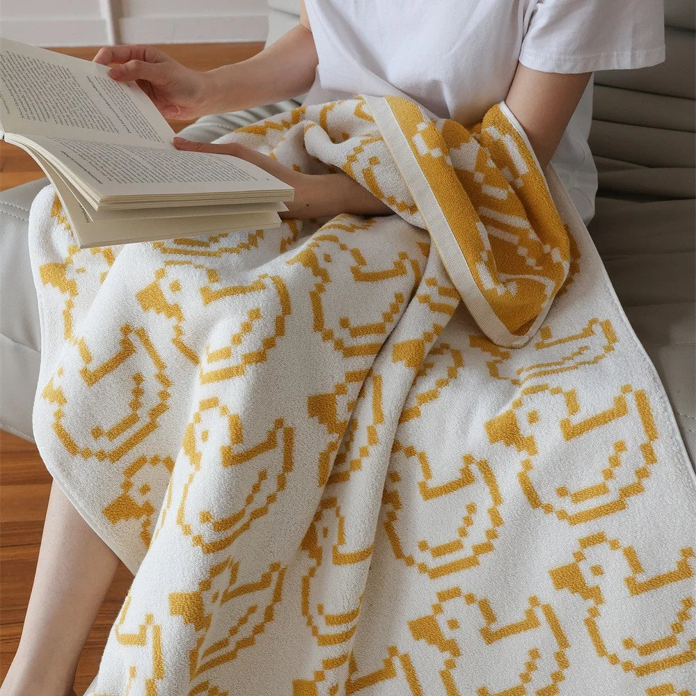 Unisex Kuscheldecke mit Jacquard-Teddymuster und extraweichem Fleece 1