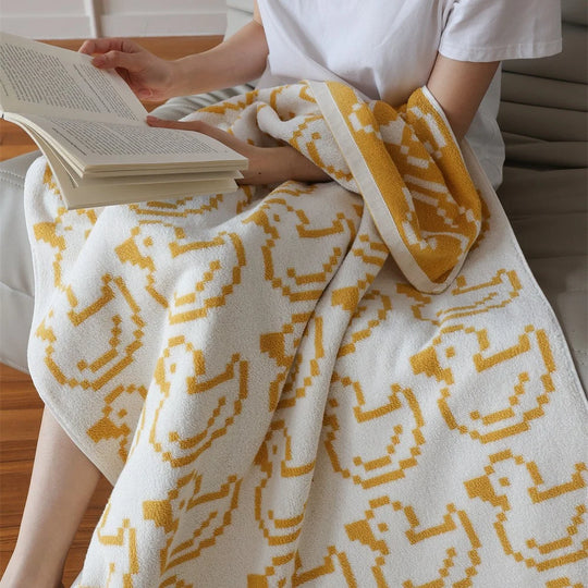 Unisex Kuscheldecke mit Jacquard-Teddymuster und extraweichem Fleece 1