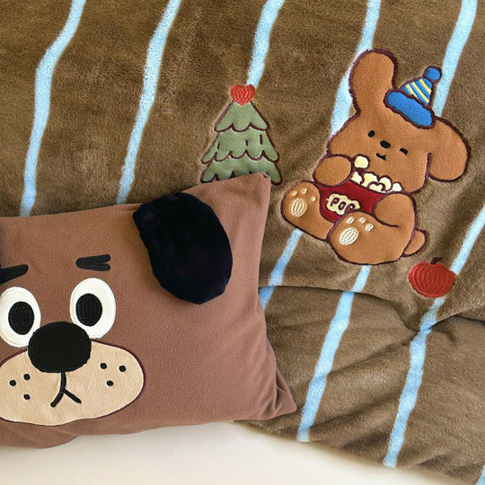 Unisex Kuscheldecken- und Kissenbezug-Set mit Katzenapplikationen 3