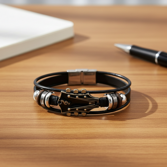 Unisex Lederarmband mit Gitarren-inspiriertem Design 0