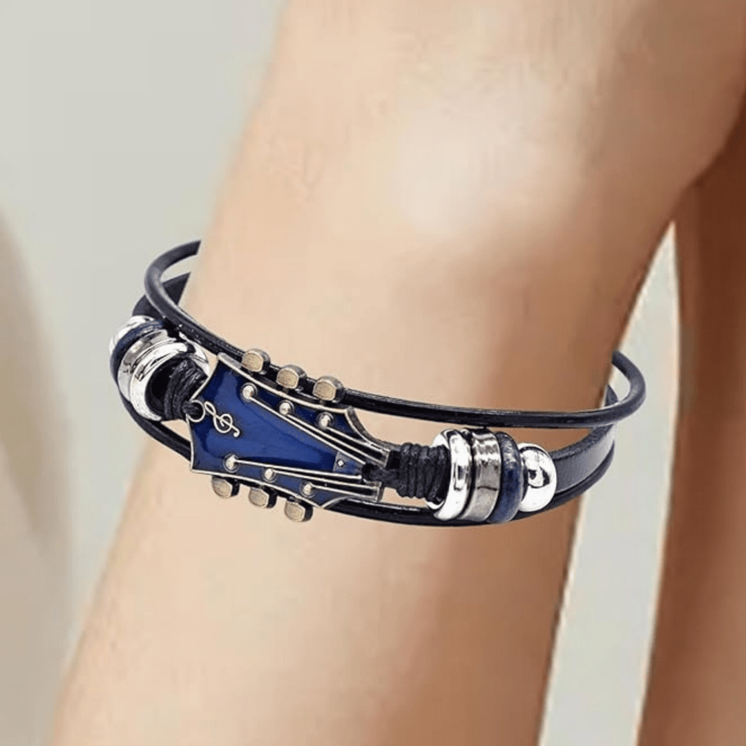Unisex Lederarmband mit Gitarren-inspiriertem Design 4