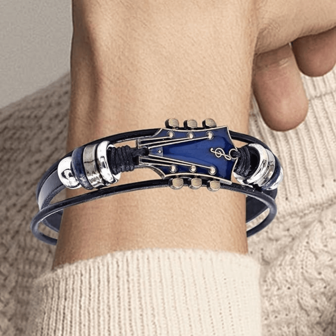 Unisex Lederarmband mit Gitarren-inspiriertem Design 6