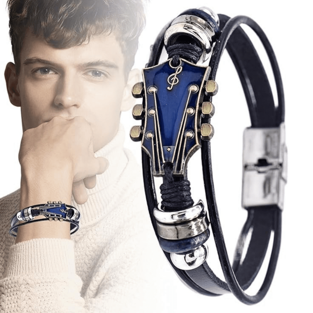Unisex Lederarmband mit Gitarren-inspiriertem Design 7