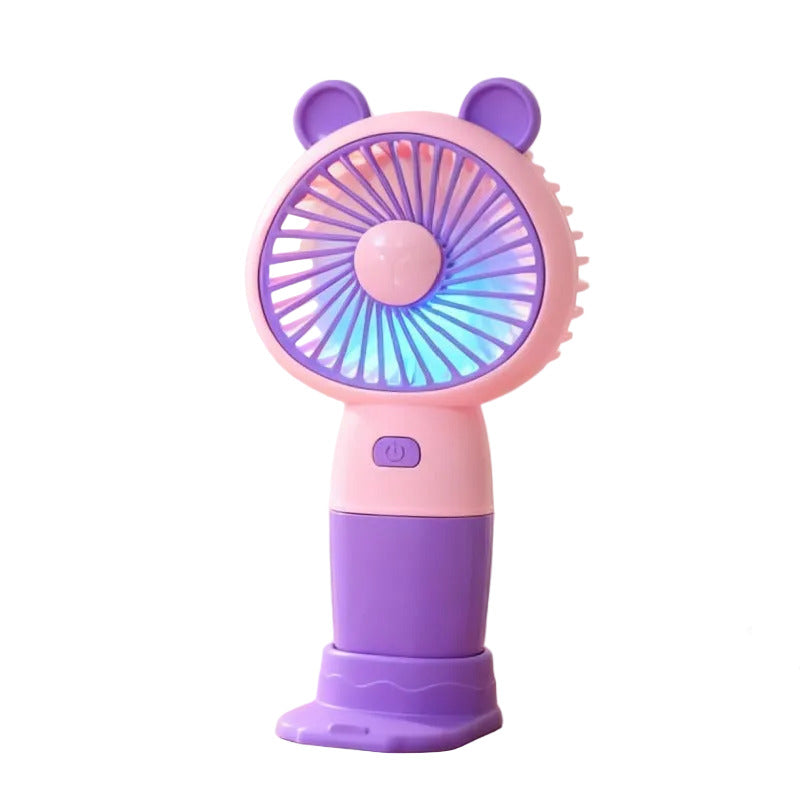 Unisex Mini-Tischventilator Tragbar Wiederaufladbar mit LED-Stimmungslicht und USB-Ladefunktion 0