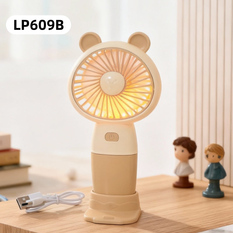 Unisex Mini-Tischventilator Tragbar Wiederaufladbar mit LED-Stimmungslicht und USB-Ladefunktion 5