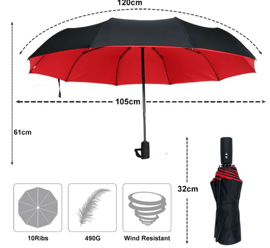 Unisex Regenschirm Windfest Automatisch Kompakt für Alle Wetterlagen 4