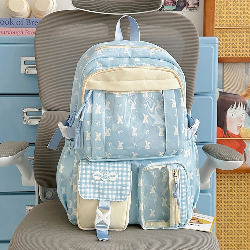 Unisex Rucksack mit Verspielt Hasenmotiv für Schule und Freizeit 1