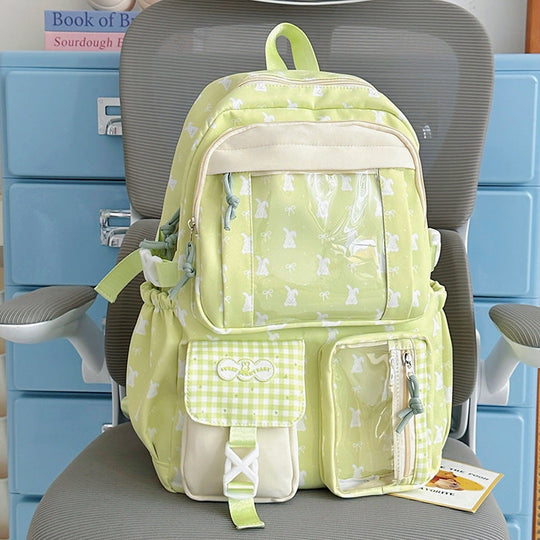 Unisex Rucksack mit Verspielt Hasenmotiv für Schule und Freizeit 3