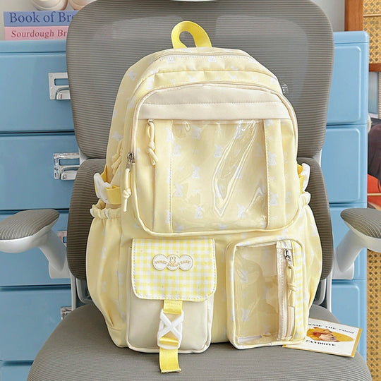Unisex Rucksack mit Verspielt Hasenmotiv für Schule und Freizeit 5