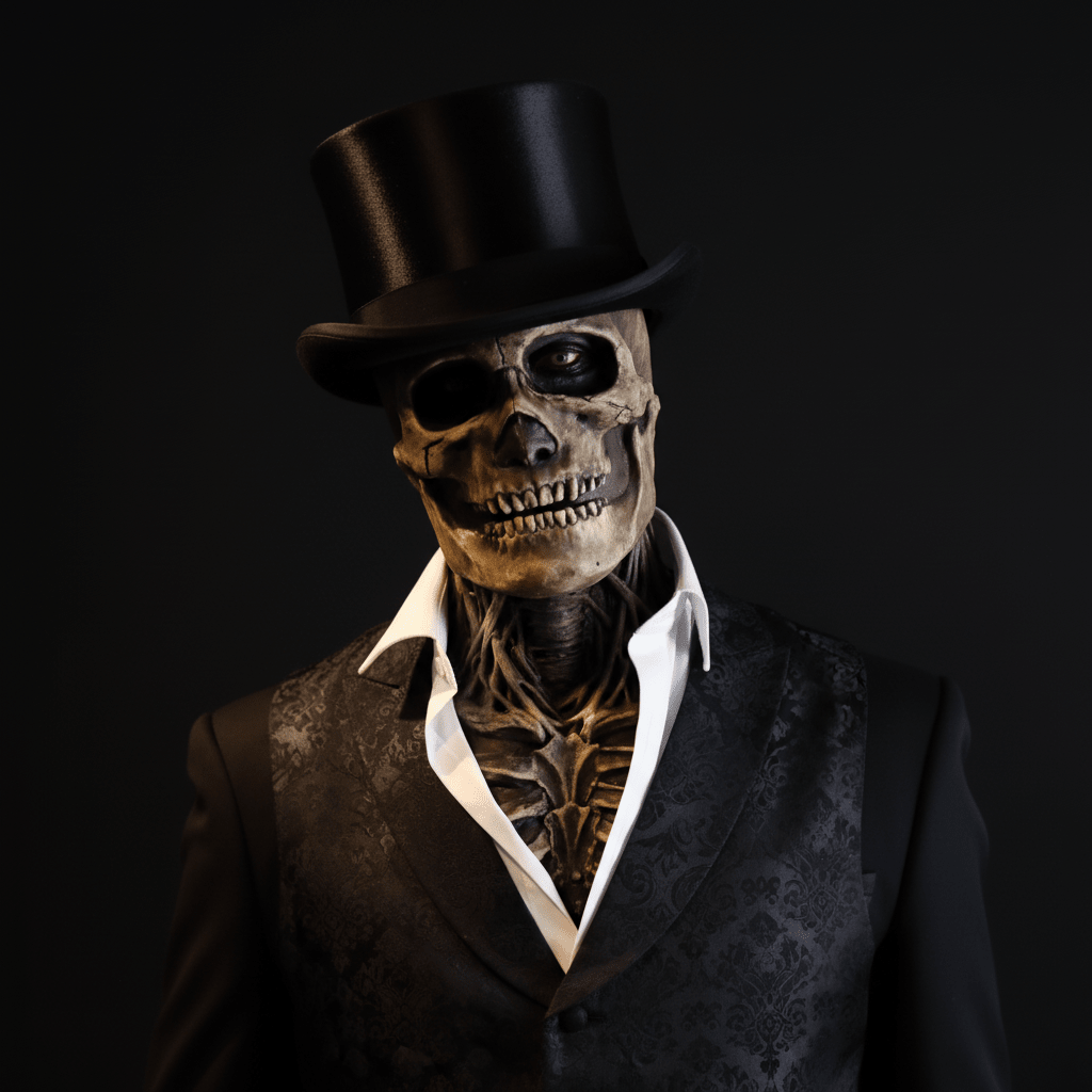 Unisex Skelettmaske mit Hut für Halloween 0