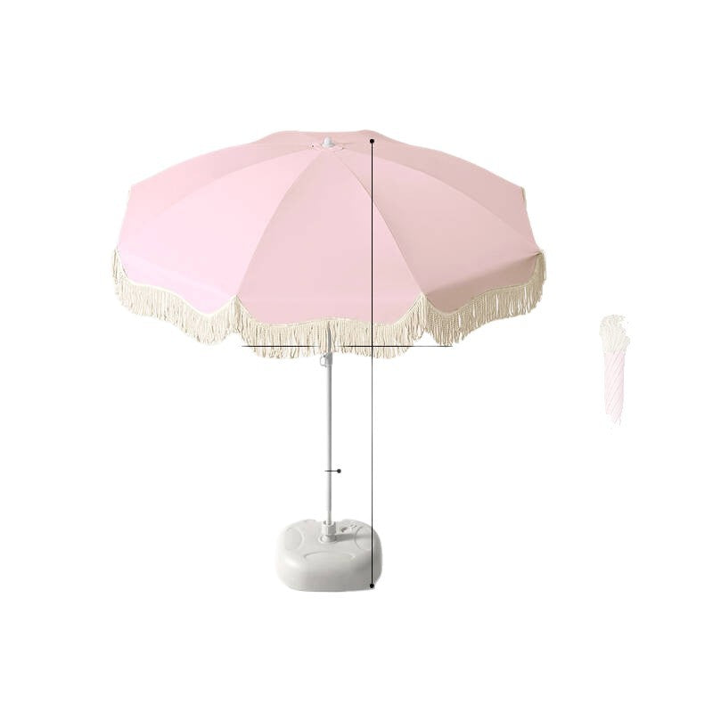 Unisex Sonnenschirm mit Fransensaum und Verstellbarer Höhe für Balkon und Garten 2