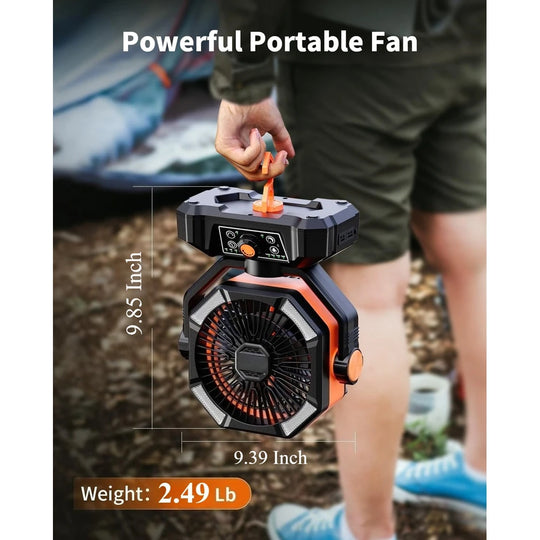 Unisex Tragbarer Campingventilator mit 20.000 mAh Akku und LED-Laternen 5