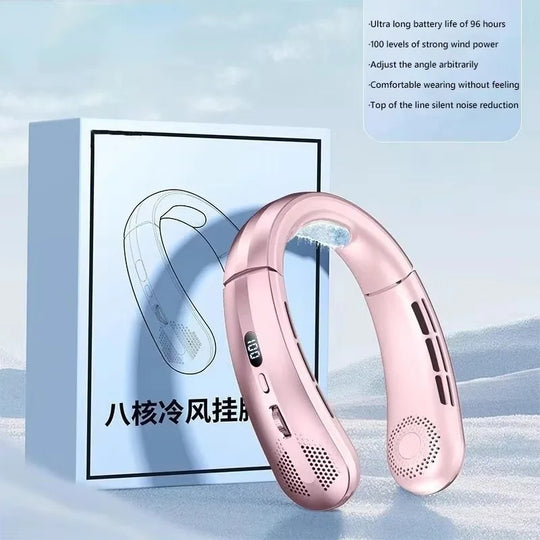 Unisex Tragbarer Hängender Halsventilator mit LED-Digitalanzeige und Wiederaufladbarer Batterie 7