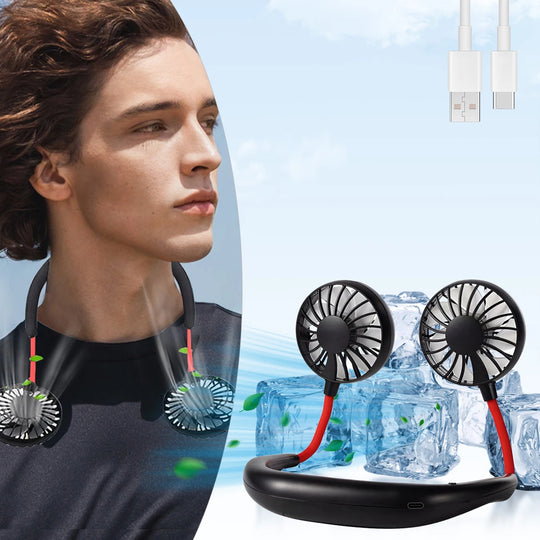 Unisex Tragbarer Nackenventilator mit Wiederaufladbarer Batterie und Drei Geschwindigkeitsstufen 0