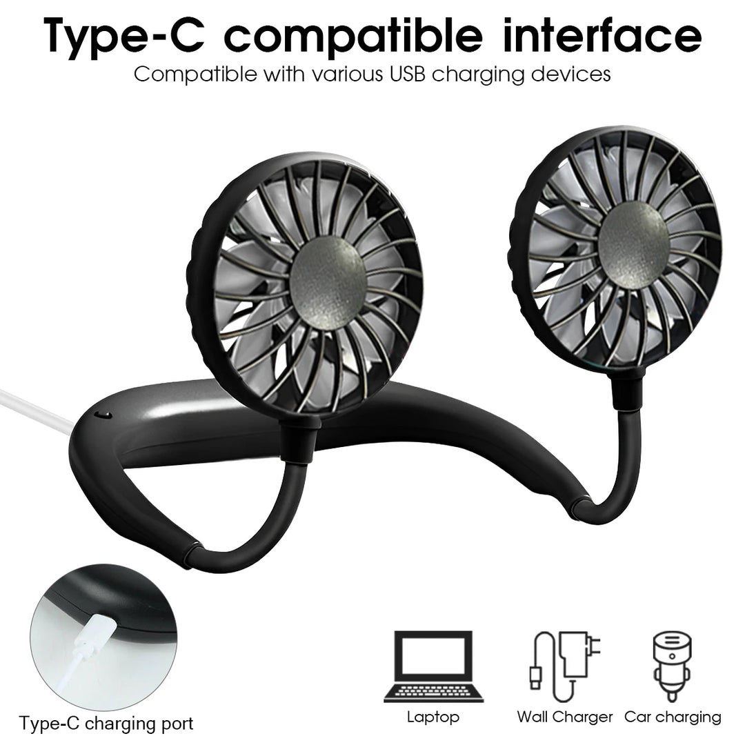 Unisex Tragbarer Nackenventilator mit Wiederaufladbarer Batterie und Drei Geschwindigkeitsstufen 5