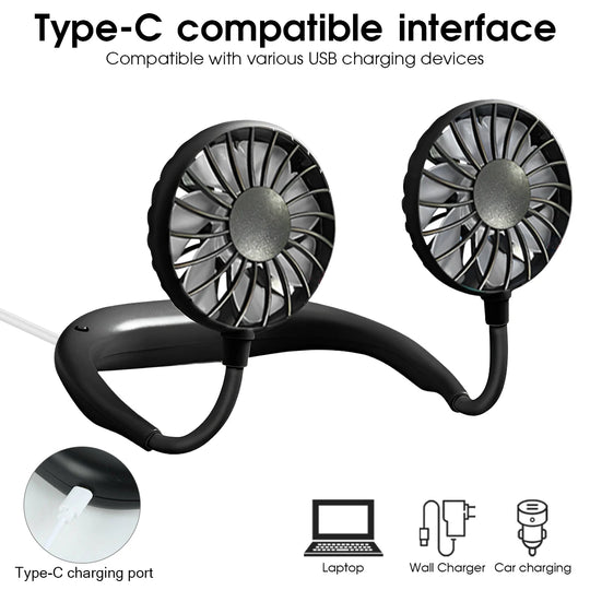 Unisex Tragbarer Nackenventilator mit Wiederaufladbarer Batterie und Drei Geschwindigkeitsstufen 5