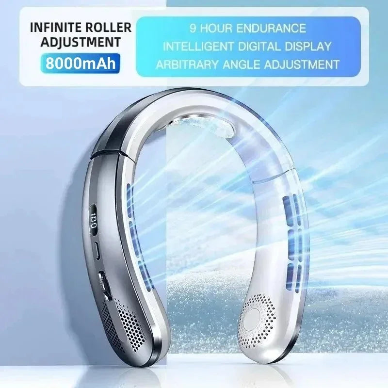 Unisex USB-Halsventilator Tragbar Blattlos Wiederaufladbar mit LED-Anzeige 5