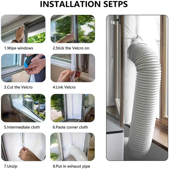Universal Fensterdichtung für tragbare Klimaanlagen mit flexiblem Reißverschluss und Klebeband 3