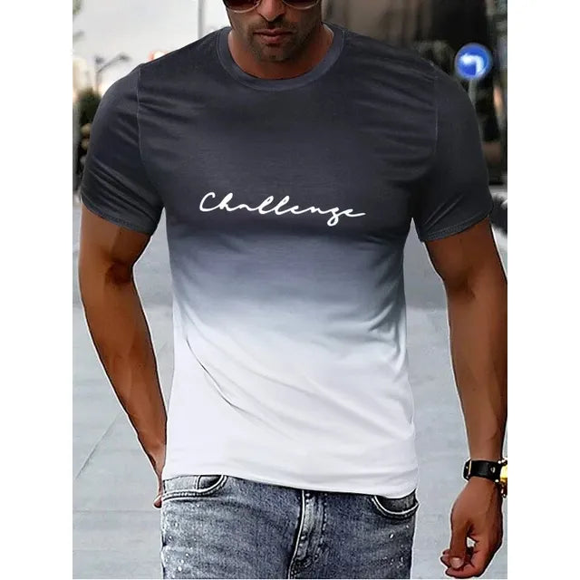 Variant image for Herren T-Shirt Vintage Farbverlauf 100% Baumwolle Bequeme Passform-24