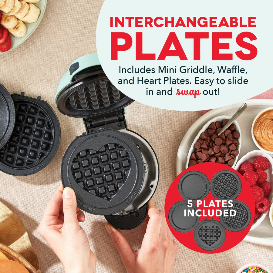 Waffeleisen Mini Presse für Waffeln und Grillgerichte, Kompakt und Tragbar, Abnehmbare Platten 3