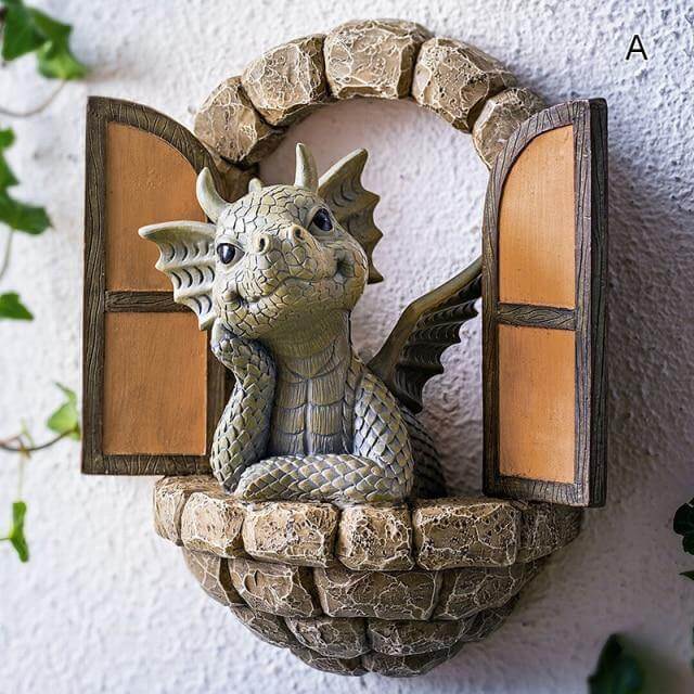Wanddekoration Gartendrachen für den Außenbereich 0