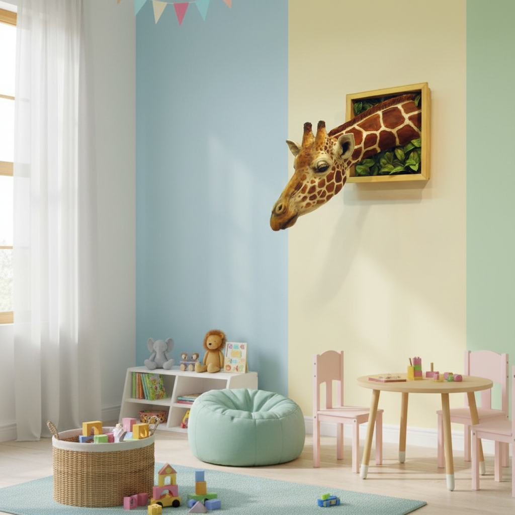 Wanddekoration Giraffenkopf 3D-Skulptur für kreative Räume 3