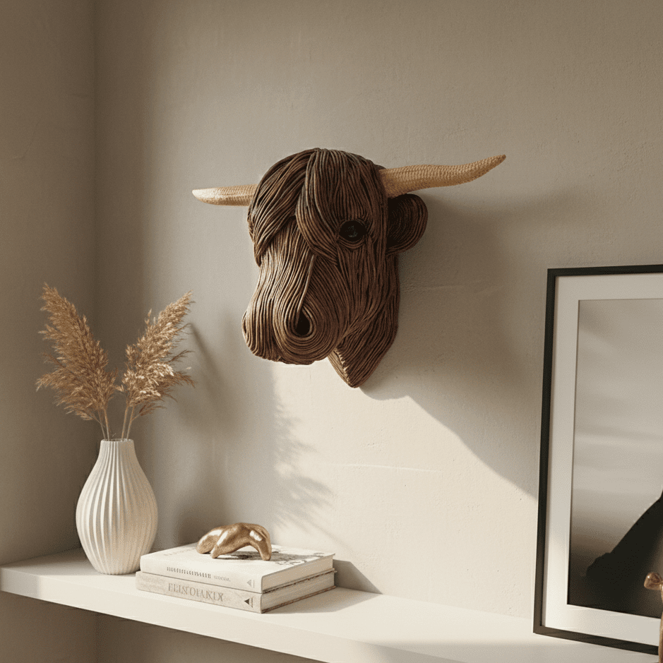 Wanddekoration Kuhskulptur im rustikalen Stil 3