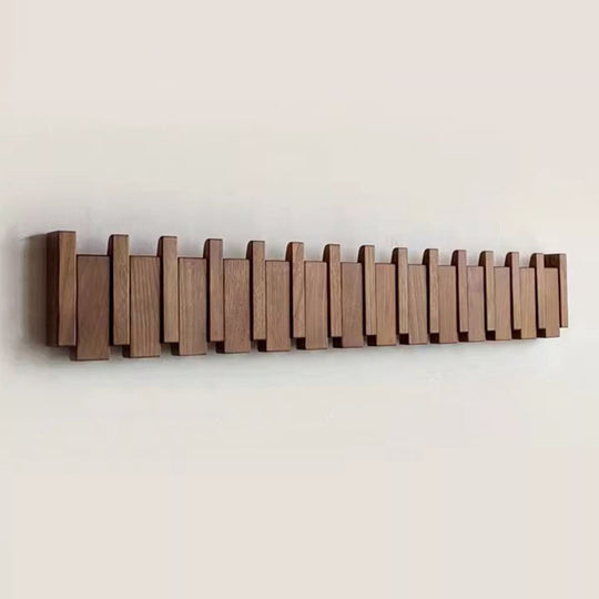 Wandgarderobe aus Holz mit klappbaren Haken 0