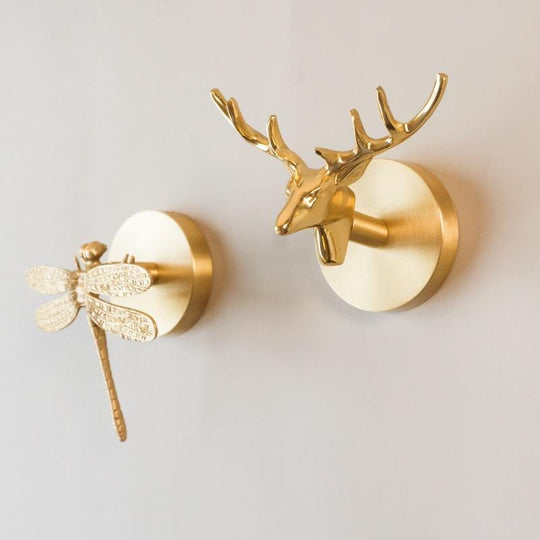 Wandhaken Tierdesign aus Messing mit Gold-Finish 3