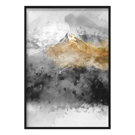 Wandkunst Aquarell Berglandschaft Schwarz-Gelb für Ihr Zuhause 0