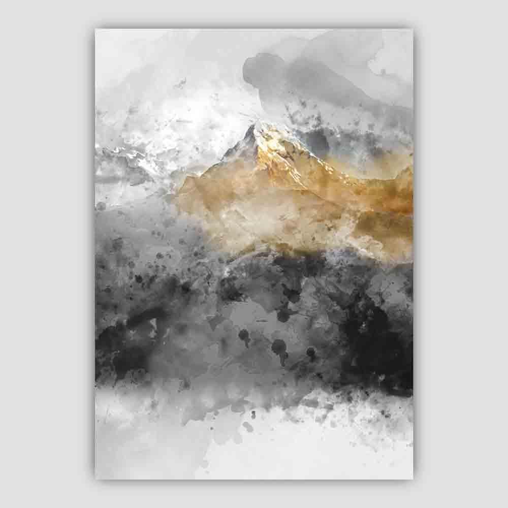 Wandkunst Aquarell Berglandschaft Schwarz-Gelb für Ihr Zuhause 3