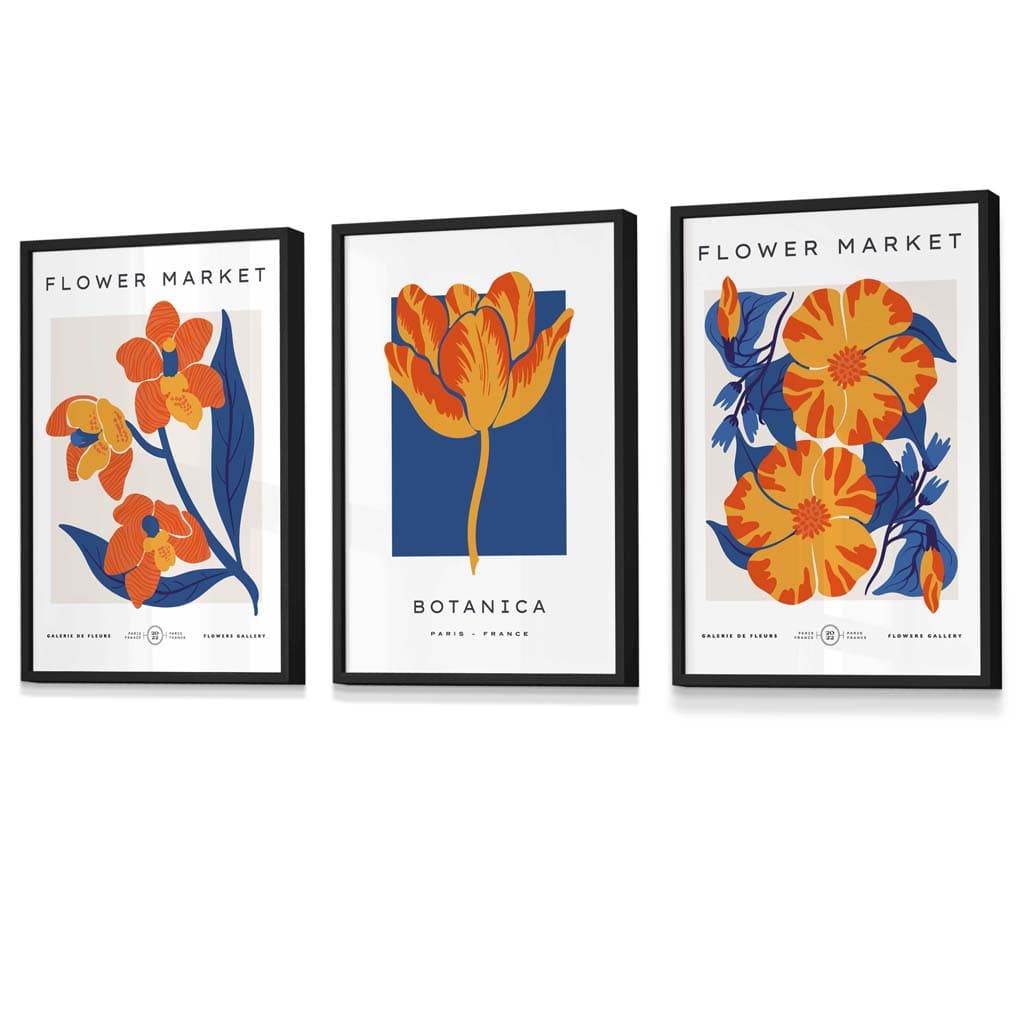 Wandkunstdrucke Set mit Blumenmotiven im Vintage-Stil 0