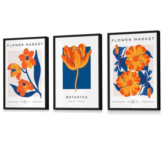 Wandkunstdrucke Set mit Blumenmotiven im Vintage-Stil 0