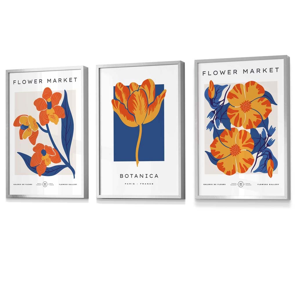 Wandkunstdrucke Set mit Blumenmotiven im Vintage-Stil 4