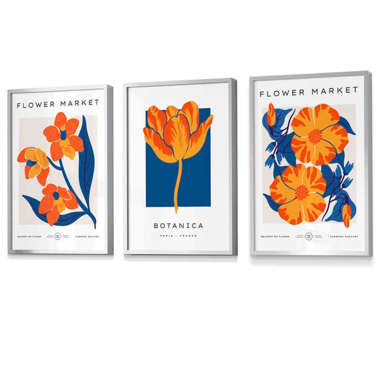 Wandkunstdrucke Set mit Blumenmotiven im Vintage-Stil 4