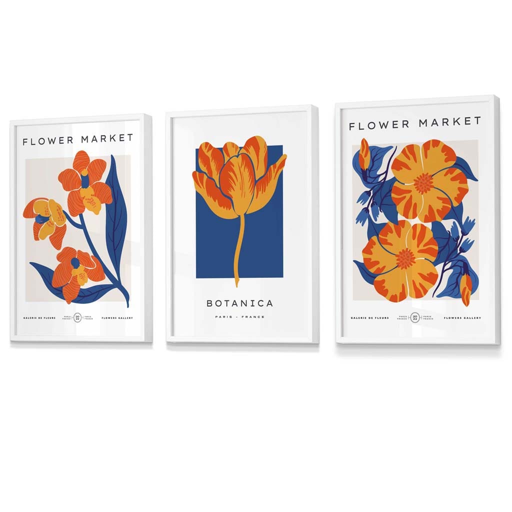 Wandkunstdrucke Set mit Blumenmotiven im Vintage-Stil 5