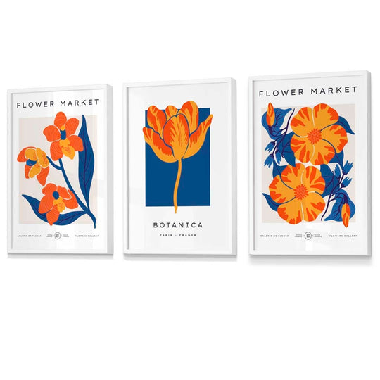 Wandkunstdrucke Set mit Blumenmotiven im Vintage-Stil 5