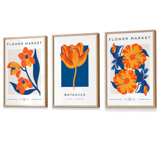 Wandkunstdrucke Set mit Blumenmotiven im Vintage-Stil 6
