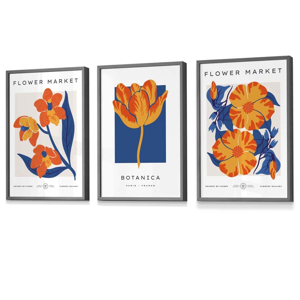 Wandkunstdrucke Set mit Blumenmotiven im Vintage-Stil 7