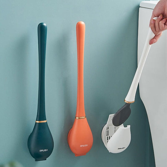 Wandmontierte Silikon-Toilettenbürste mit ergonomischem Griff 1
