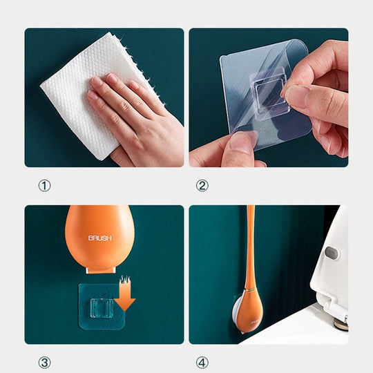 Wandmontierte Silikon-Toilettenbürste mit ergonomischem Griff 2