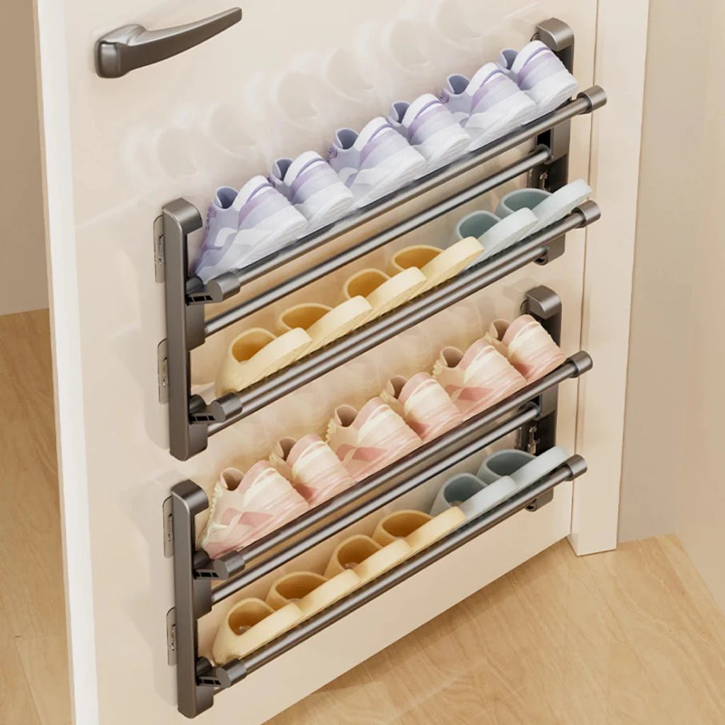 Wandmontiertes Schuhregal mit integriertem Ablaufsystem 0