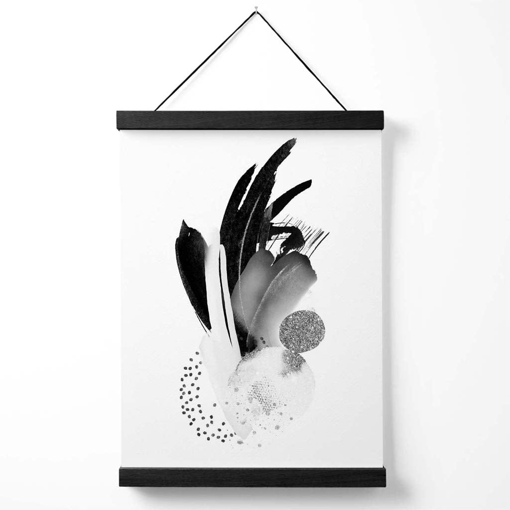 Wandposter Abstrakte Aquarellformen Schwarz Weiß 0