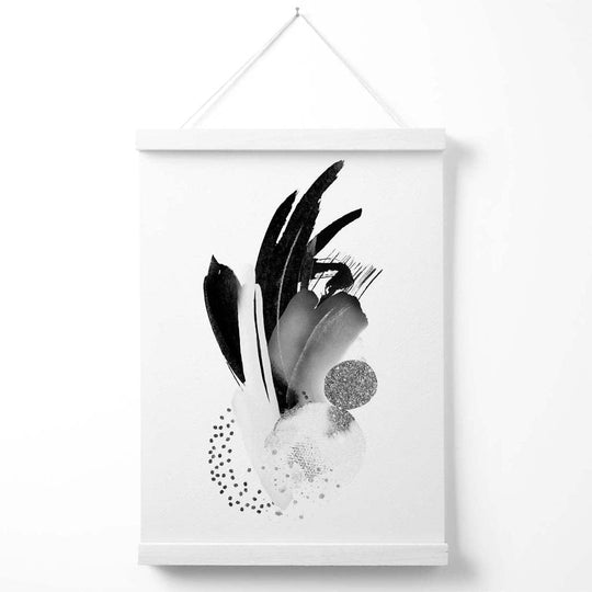 Wandposter Abstrakte Aquarellformen Schwarz Weiß 2