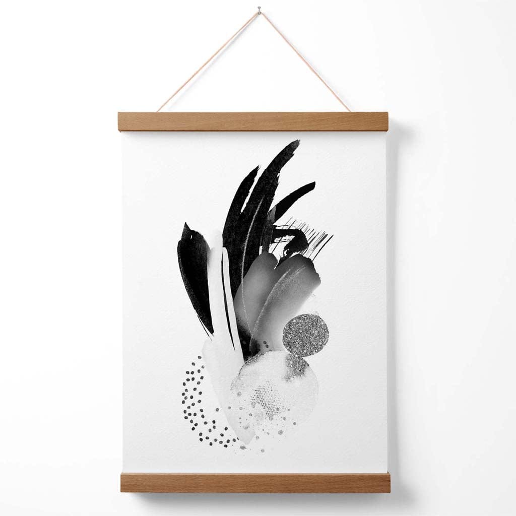 Wandposter Abstrakte Aquarellformen Schwarz Weiß 3
