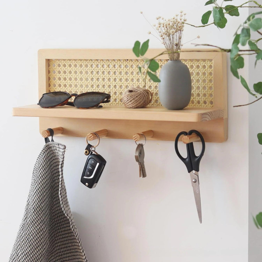 Wandregal aus Rattan für moderne Aufbewahrung 0