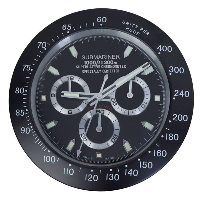 Wanduhr mit Edelstahlrahmen und Leuchtzeigern 10